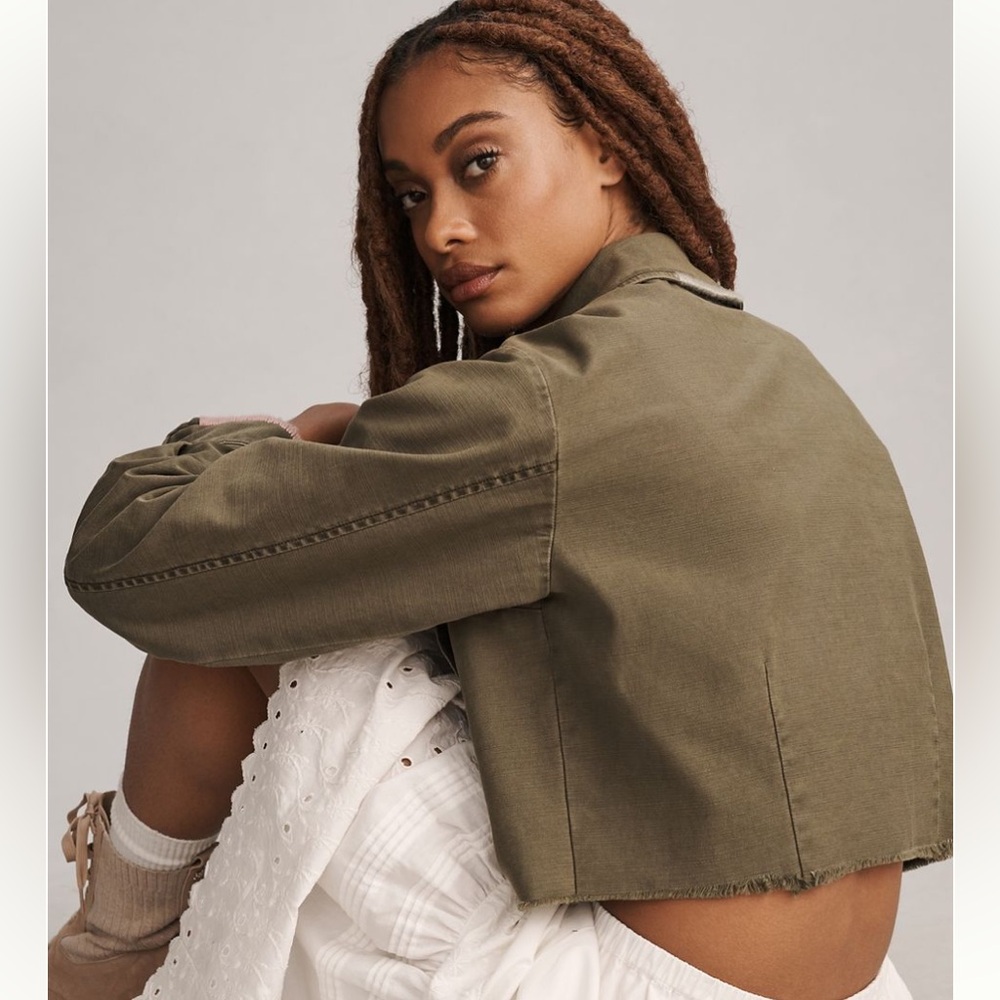 Anthropologie Pilcro Embroidered Cropped Utility Jacket- Sz. L NWT - Picture 15 of 15